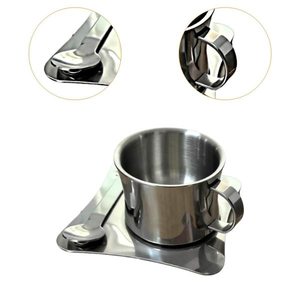 ステンレススチール製コーヒーカップ 二重壁コーヒーマグ レストラン ホーム オフィス用 186ml