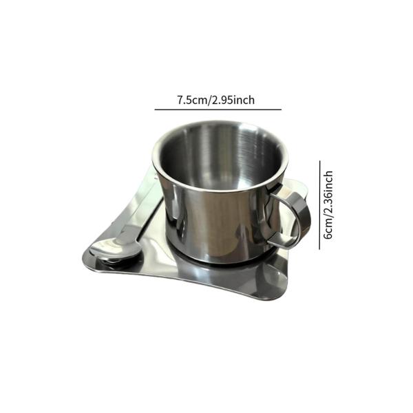 ステンレススチール製コーヒーカップ 二重壁コーヒーマグ レストラン ホーム オフィス用 186ml