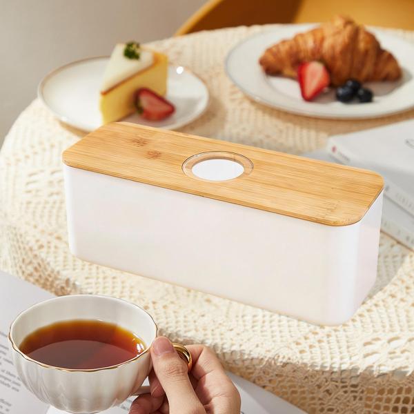 まな板付きブレッドボックス 蓋付き クッキー ドーナツ トースト用 白い穴あき蓋