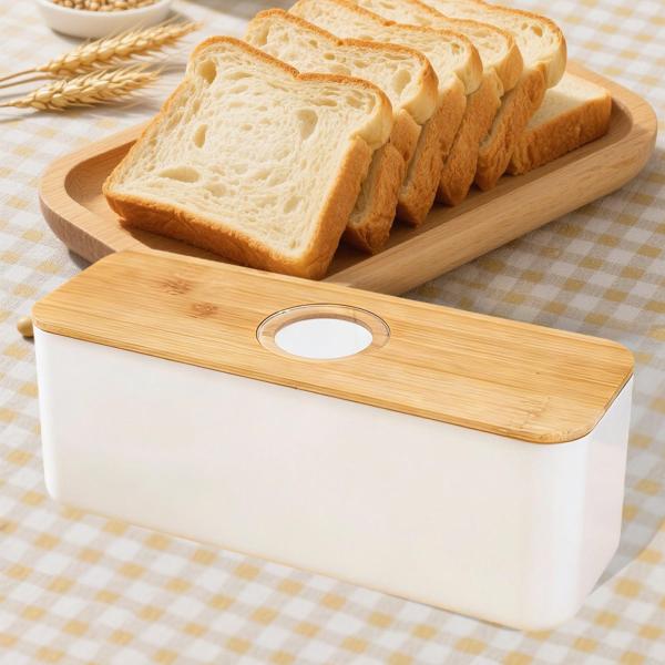 まな板付きブレッドボックス 蓋付き クッキー ドーナツ トースト用 白い穴あき蓋