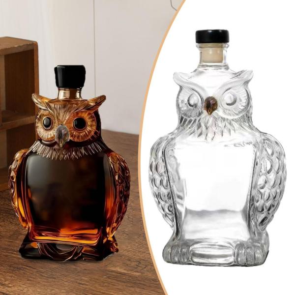 ウイスキーデキャンタ フクロウデザイン 空 125ml クリエイティブ バー ホームパーティー 透明ワインデキャンタ ウイスキーボトル お父さん 男へ