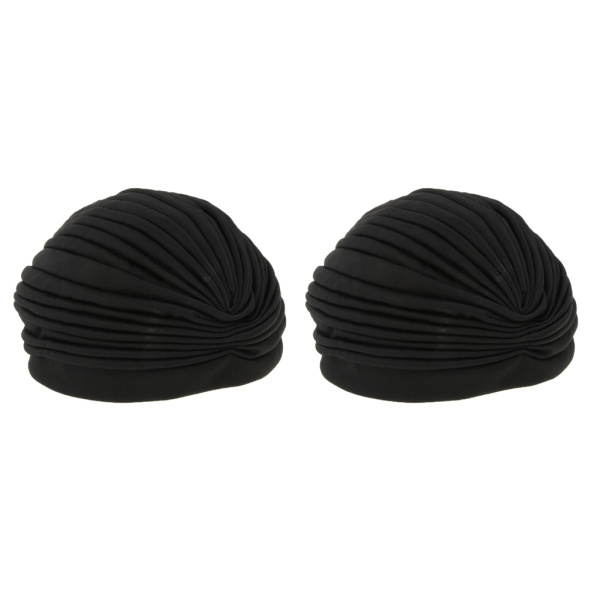 女性用コットンプレーンハットガンケモビーニーエラスティックキャップムスリムターバンヒジャーブラップカバー - ブラック