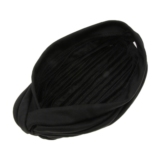 女性用コットンプレーンハットガンケモビーニーエラスティックキャップムスリムターバンヒジャーブラップカバー - ブラック