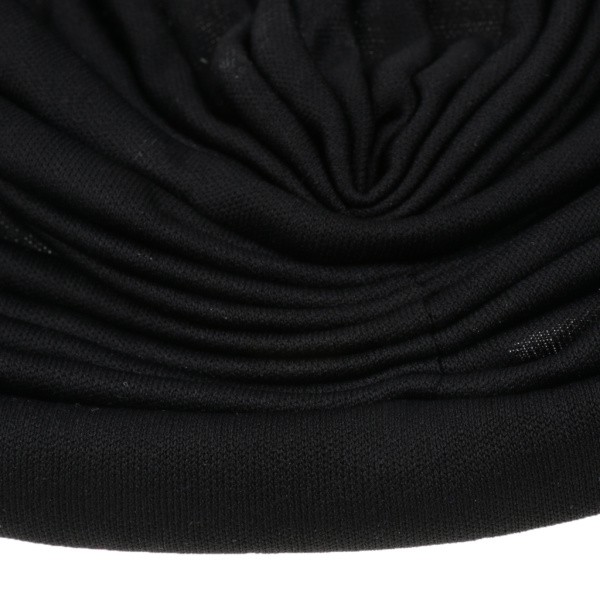 女性用コットンプレーンハットガンケモビーニーエラスティックキャップムスリムターバンヒジャーブラップカバー - ブラック