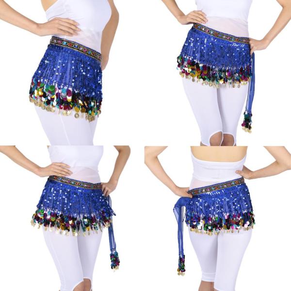 ベリーダンスウエストチェーンヒップスカートスカートスパンコールタッセルサファイア