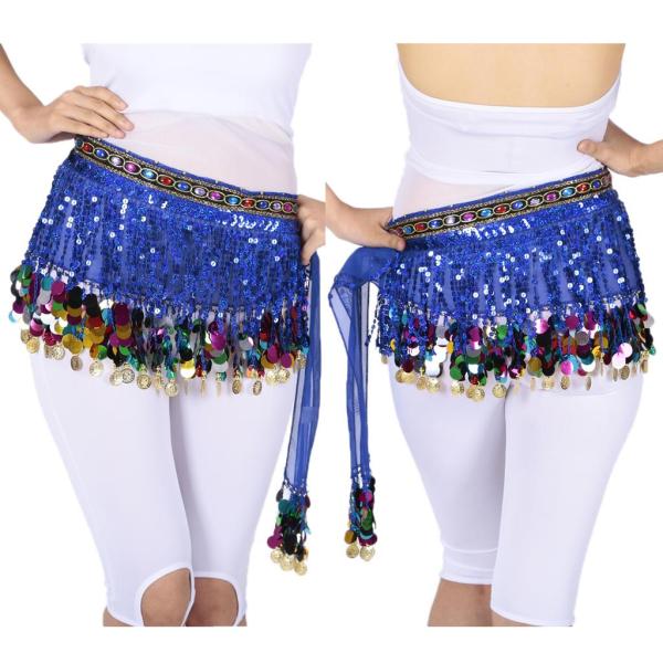 ベリーダンスウエストチェーンヒップスカートスカートスパンコールタッセルサファイア