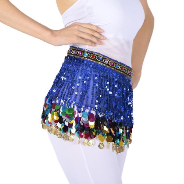 ベリーダンスウエストチェーンヒップスカートスカートスパンコールタッセルサファイア