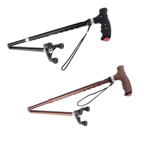 LEDの折りたたみ式杖軽量アルミニウム製スリップウォーキングエイドハンドルギフトブラック