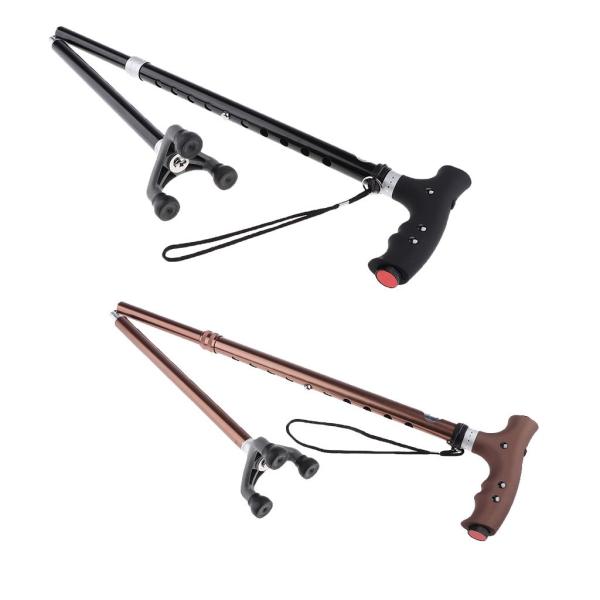 LEDの折りたたみ式杖軽量アルミニウム製スリップウォーキングエイドハンドルギフトブラック