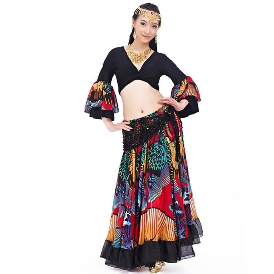 ベリーダンス25ヤードの部族のジプシーのマキシスカートのハロウィーンの踊りの衣装