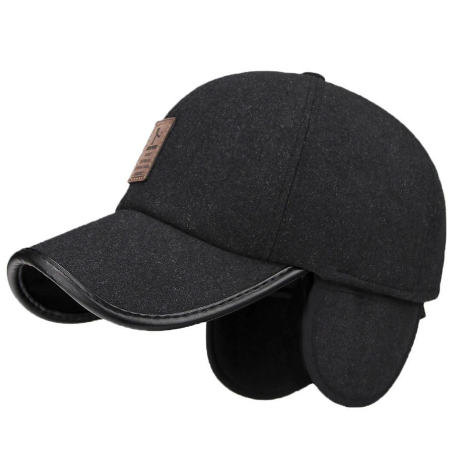 メンズ冬の暖かいウールブレンドフォールドイヤーマフウォーム付き野球帽帽子｜stk-shop｜03
