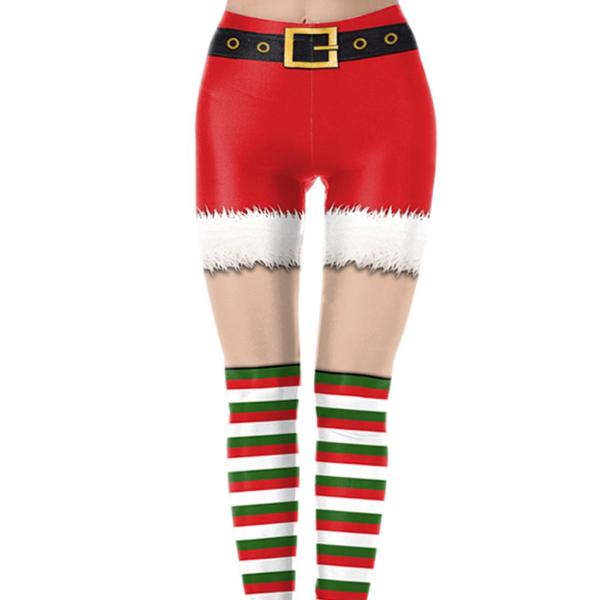 スポーツホリデーCの女性のクリスマスレギンスプリントパンツファッション