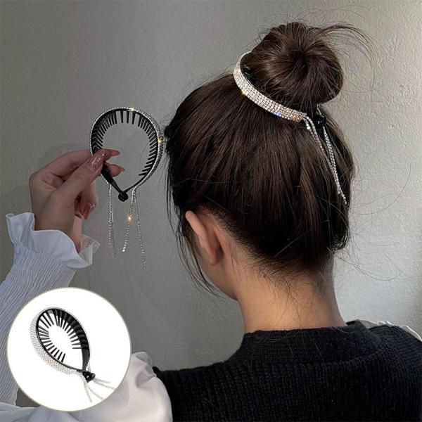 女性のヘアクリップラインストーンヘアピンヘアクローポニーテールお団子ホルダーABカラー