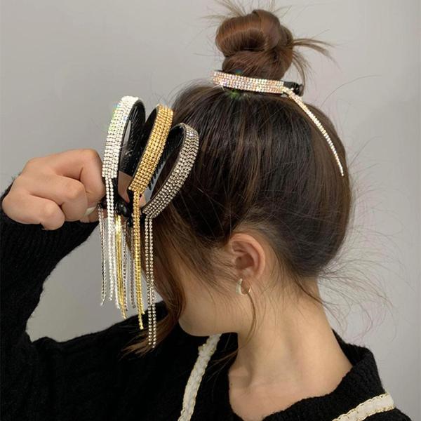 女性のヘアクリップラインストーンヘアピンヘアクローポニーテールお団子ホルダーABカラー