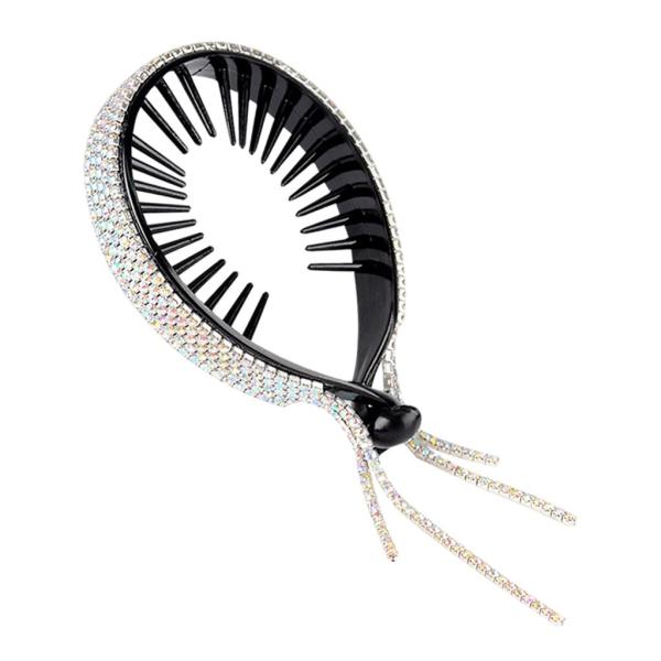 女性のヘアクリップラインストーンヘアピンヘアクローポニーテールお団子ホルダーABカラー