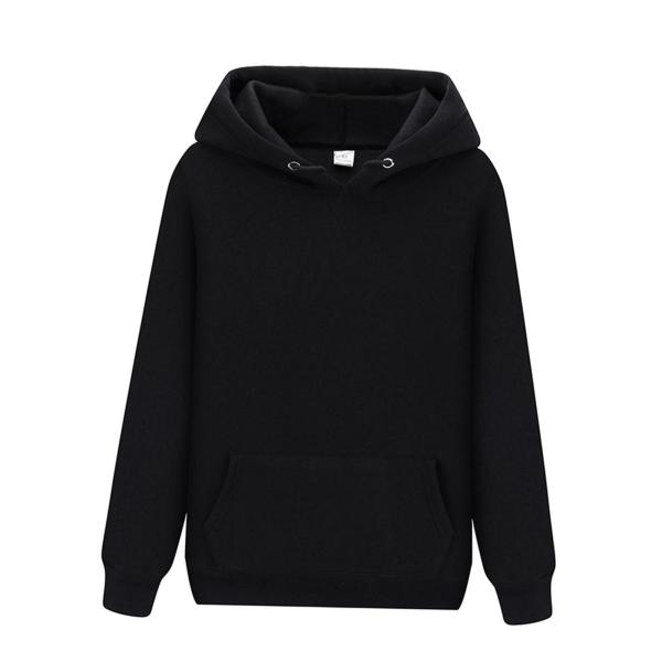 女性男性フード付きスウェットシャツプレーンソフト長袖ルーズプルオーバーパーカーブラック3XL