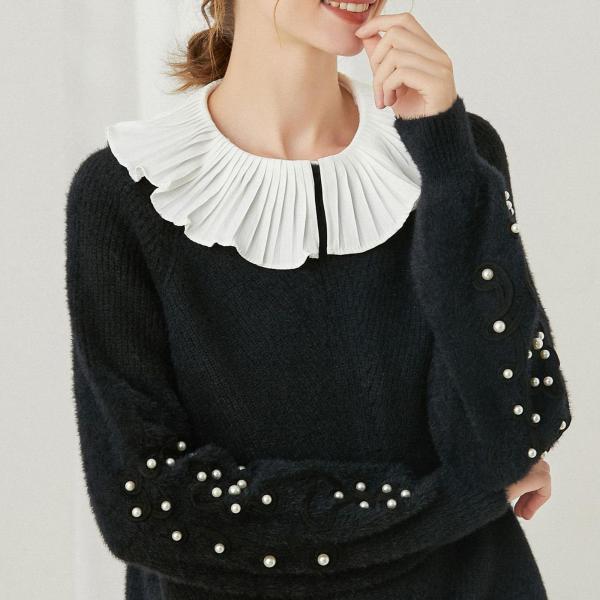 ロリータフリルフェイクカラーディッキーカラーTシャツ取り外し可能な女の子偽のネクタイ