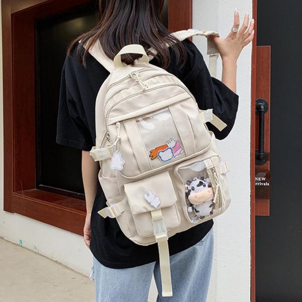 大容量バックパックスクールバッグラップトップガールズトラベルバッグ女性用学生ホワイト