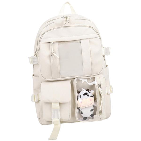 大容量バックパックスクールバッグラップトップガールズトラベルバッグ女性用学生ホワイト