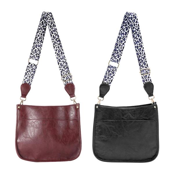 PUレオパードプリントショルダーストラップクロスボディバッグシングルショルダーバッグワインレッド