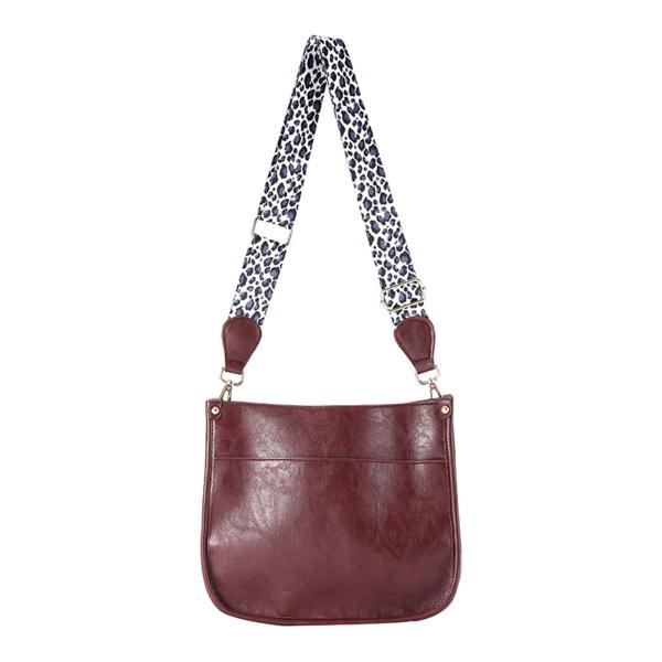 PUレオパードプリントショルダーストラップクロスボディバッグシングルショルダーバッグワインレッド