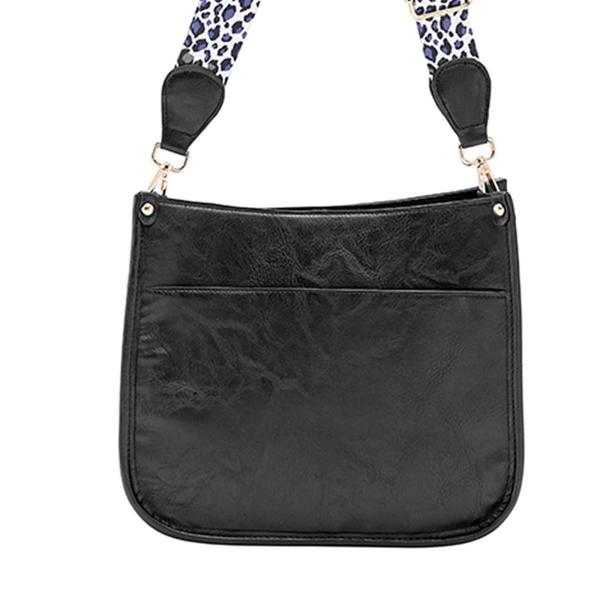 PUレオパードプリントショルダーストラップクロスボディバッグシングルショルダーバッグブラック
