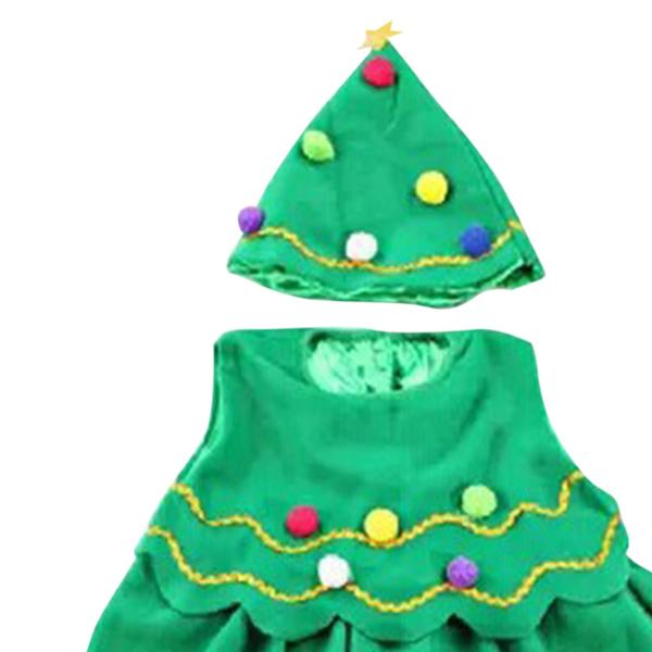 キッズ コスプレセット クリスマスツリー 飾り服 お祝い 丸首 ファンシー 160cm