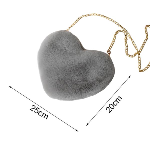 ファッション ハート型 ショルダーバッグ レディース クロスボディ チェーン付き 女の子用 パーティー ライトグレー