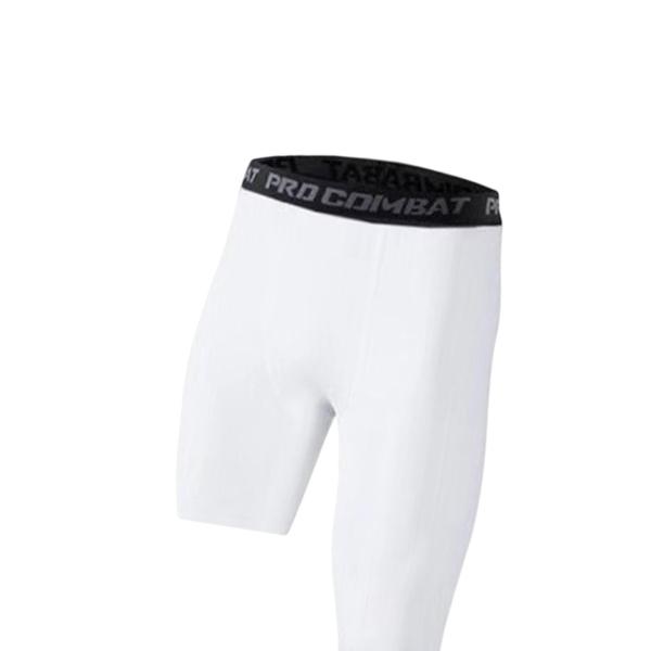 メンズ アスレチック パンツ ワークアウト レギンス バスケットボール トレーニング フィットネス XXL ホワイト 左ロング