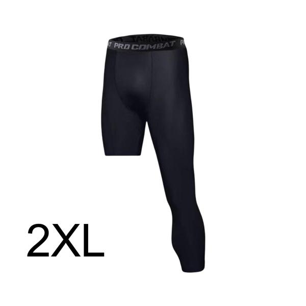 メンズ アスレチック パンツ ワークアウト レギンス バスケットボール トレーニング フィットネス XXL ブラック 左ロング