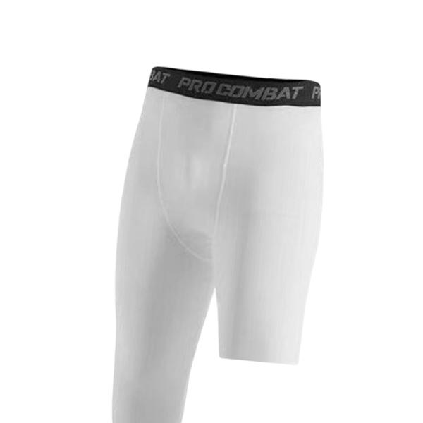 メンズ アスレチック パンツ トレーニング レギンス バスケットボール トレーニング フィットネス L ホワイト 左 ショート