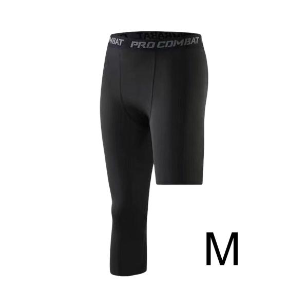メンズ アスレチック パンツ ワークアウト レギンス バスケットボール トレーニング フィットネス M ブラック 左 ショート