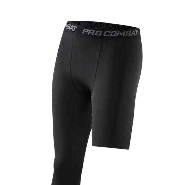 メンズ アスレチック パンツ ワークアウト レギンス バスケットボール トレーニング フィットネス M ブラック 左 ショート