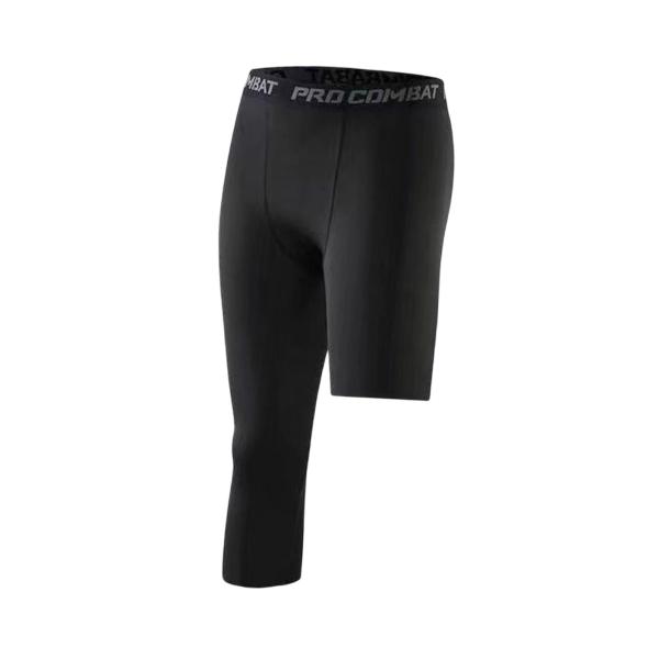 メンズ アスレチック パンツ ワークアウト レギンス バスケットボール トレーニング フィットネス M ブラック 左 ショート