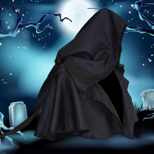 ハロウィン マント カウル コスプレ 魔女 ケープ 中世 男女兼用 大人 女性 男性 ブラック