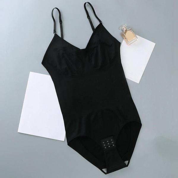 女性用 シェイプウェア ボディスーツ ノースリーブ ジャンプスーツ バットリフター レオタード トップス ブラック XL