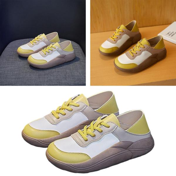 レディース カジュアルシューズ ファッション スニーカー アウトドア ウォーキングシューズ 厚底 39 イエロー