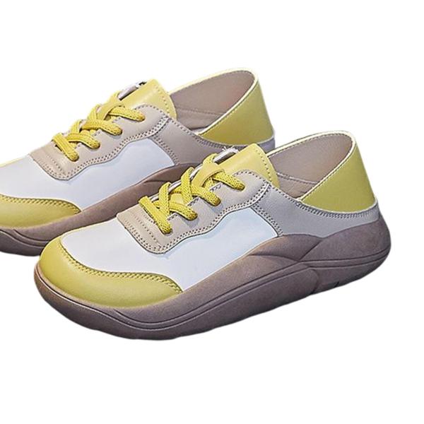 レディース カジュアルシューズ ファッション スニーカー アウトドア ウォーキングシューズ 厚底 39 イエロー