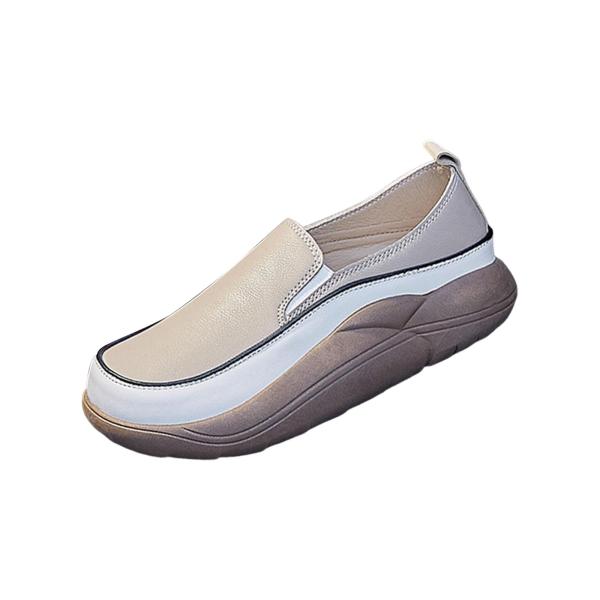 女性カジュアルシューズスリッポン快適なノンスリップソール厚底トレーナー39カーキ