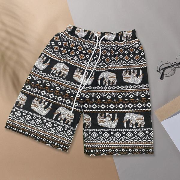 サマービーチショーツ レディース メンズ ボヘミアン服  ショートパンツ ブラウン