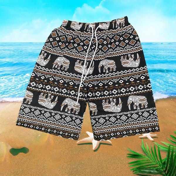 サマービーチショーツ レディース メンズ ボヘミアン服  ショートパンツ ブラウン