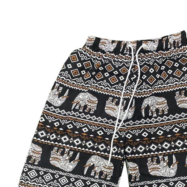 サマービーチショーツ レディース メンズ ボヘミアン服  ショートパンツ ブラウン