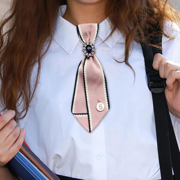 女性用ネクタイ シルクのようなレトロスタイル スムーズな蝶ネクタイ ブラウス 学生 結婚式用 ホワイト ピンク