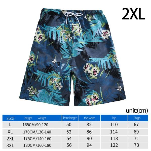 メンズ スイムトランクス メッシュライナーなし ルーズ ビッグ 速乾性 プリント ビーチウェア 2XL ブルー