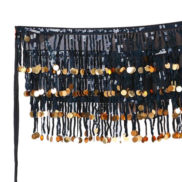 女性ヒップスカーフラップドレスベリーダンスヒップベルトルンバラテンダンスサンバ黒