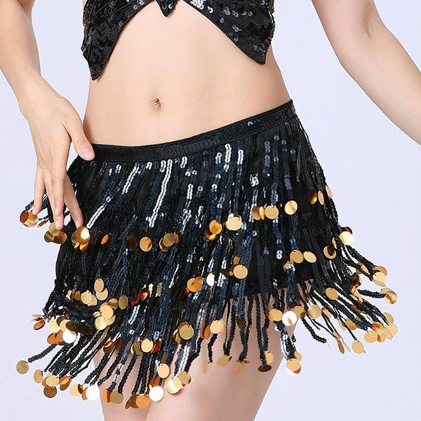 女性ヒップスカーフラップドレスベリーダンスヒップベルトルンバラテンダンスサンバ黒