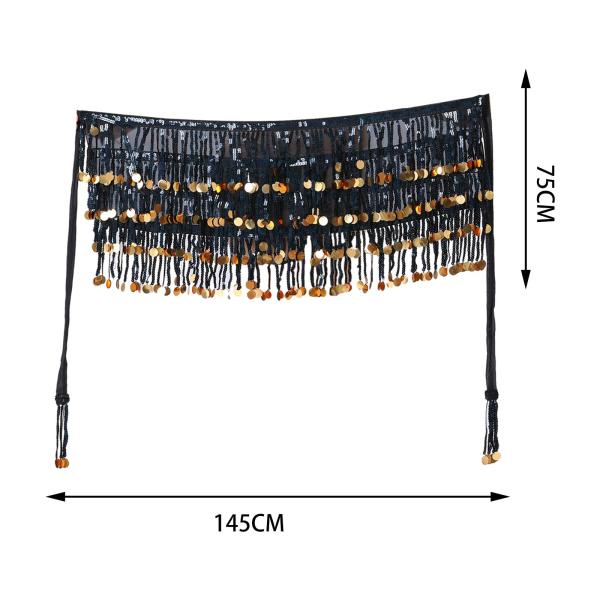 女性ヒップスカーフラップドレスベリーダンスヒップベルトルンバラテンダンスサンバ黒