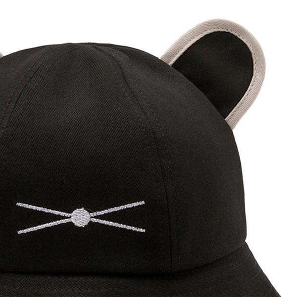 ファッションレディースサンハット折りたたみポータブル軽量猫耳バケットハットブラック