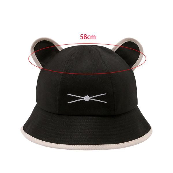 ファッションレディースサンハット折りたたみポータブル軽量猫耳バケットハットブラック