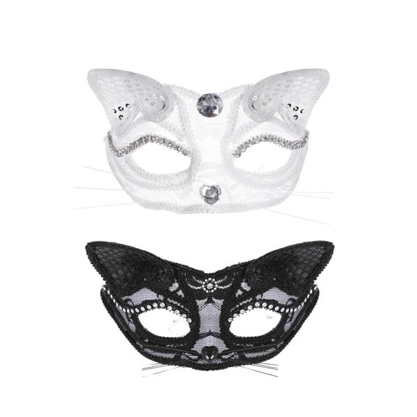 女性猫マスク動物ハーフフェイスコスプレ衣装小道具ステージパフォーマンス用ホワイト